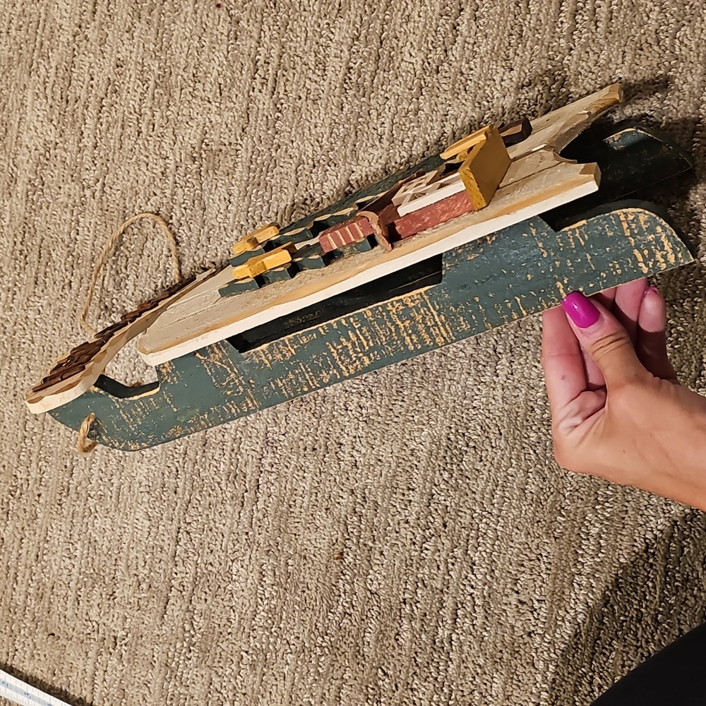 Festive, Rustic Welcome Sled with Cabin and Tree Design - Picture 3 of 8